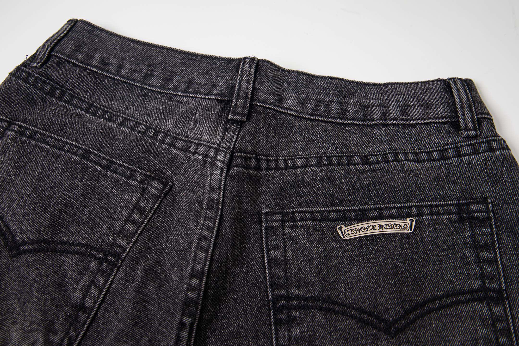 Chrome Hearts Multi Cross Patch Denim Jeans - Grey Gothic Street Pants