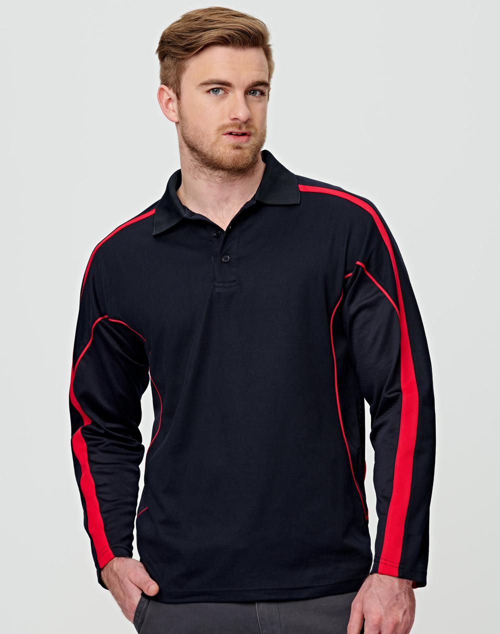 Winning Spirit Men's TrueDry® Long sleeve Polo-(PS69)