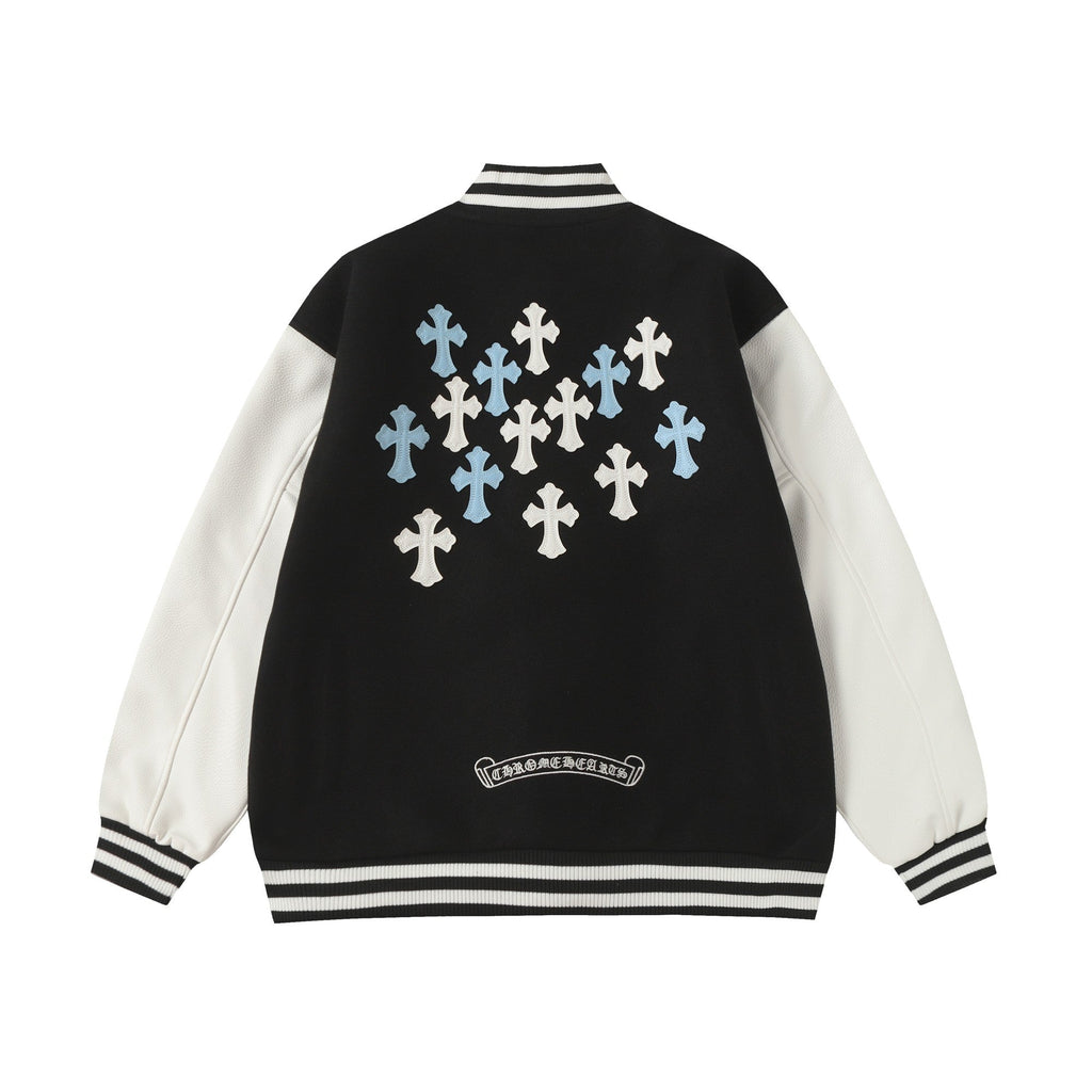 Chrome-Hearts Black White Street Style Baseball Coat 002