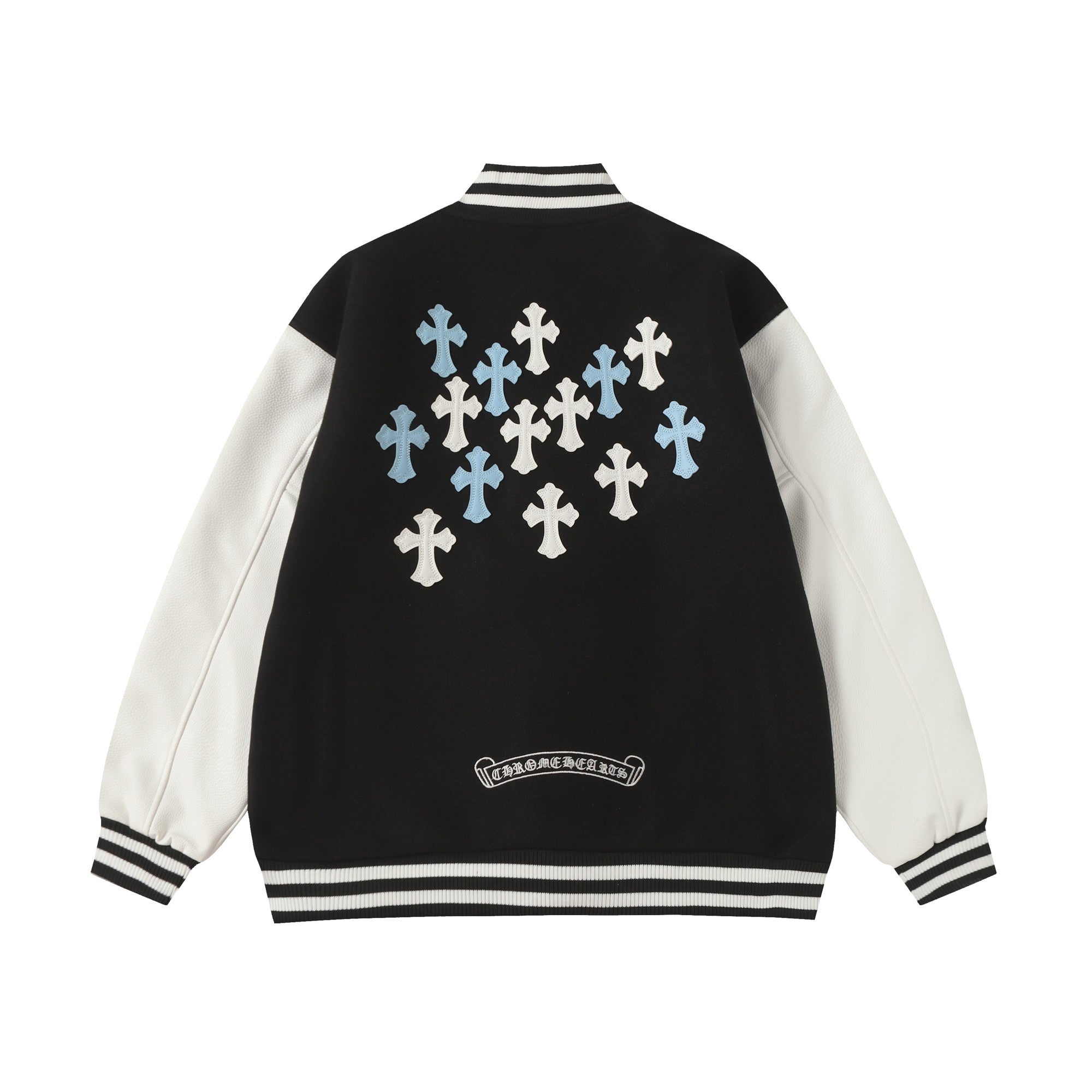 Chrome-Hearts Black White Street Style Baseball Coat 002