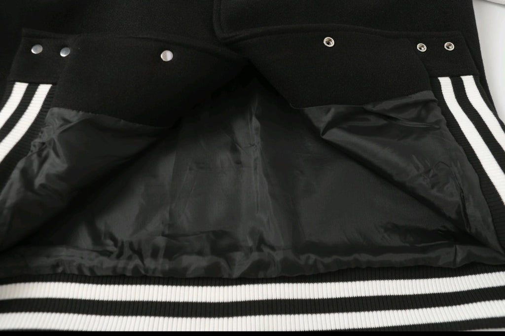 Chrome-Hearts Black White Street Style Baseball Coat 002