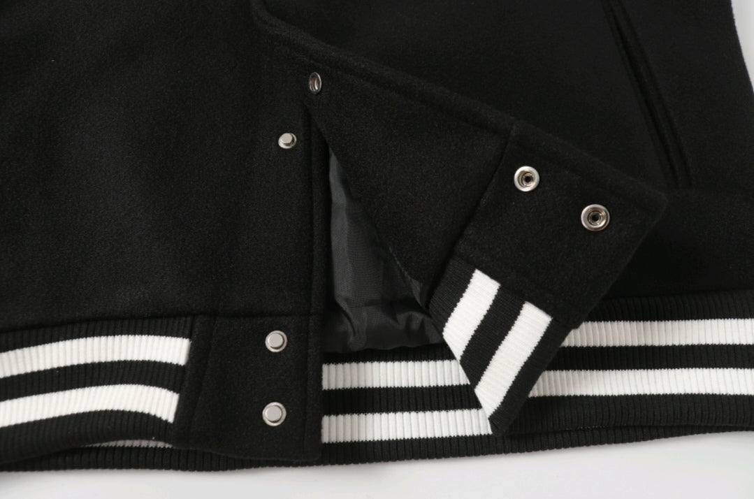 Chrome-Hearts Black White Street Style Baseball Coat 002