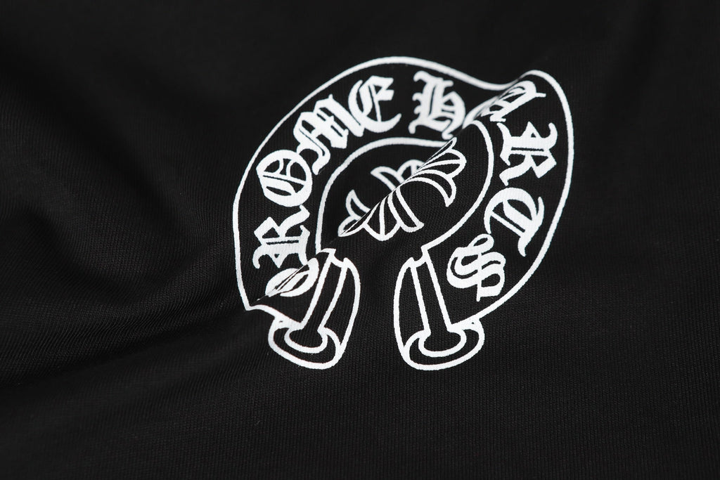 Chrome Hearts Logo Flag Long Sleeve Tee   Black White Gothic Street T-Shirt K2126