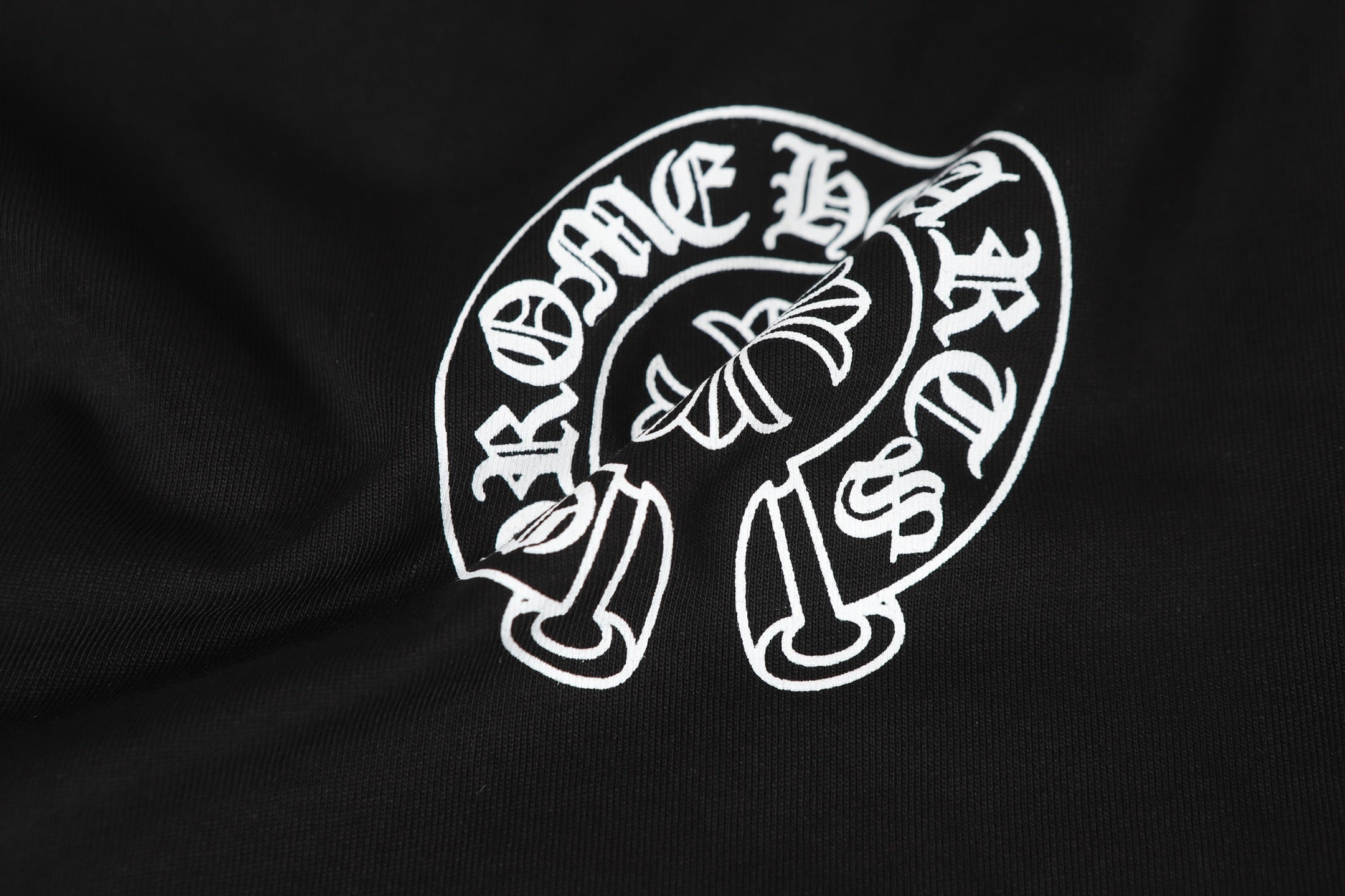 Chrome Hearts Logo Flag Long Sleeve Tee   Black White Gothic Street T-Shirt K2126