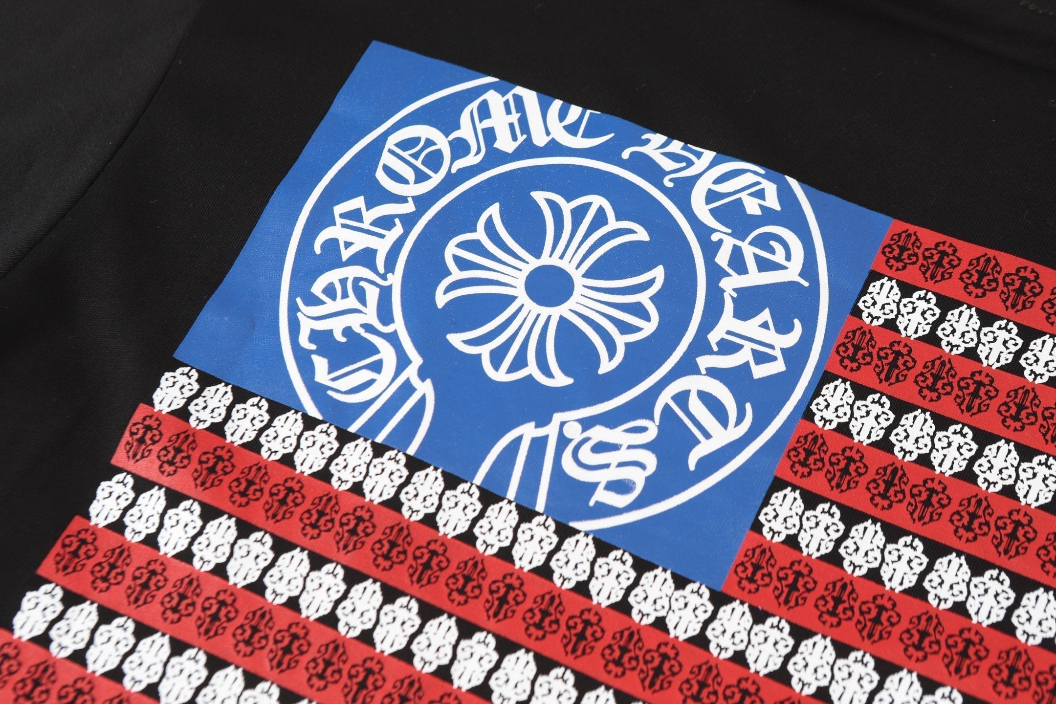 Chrome Hearts Logo Flag Long Sleeve Tee   Black White Gothic Street T-Shirt K2126