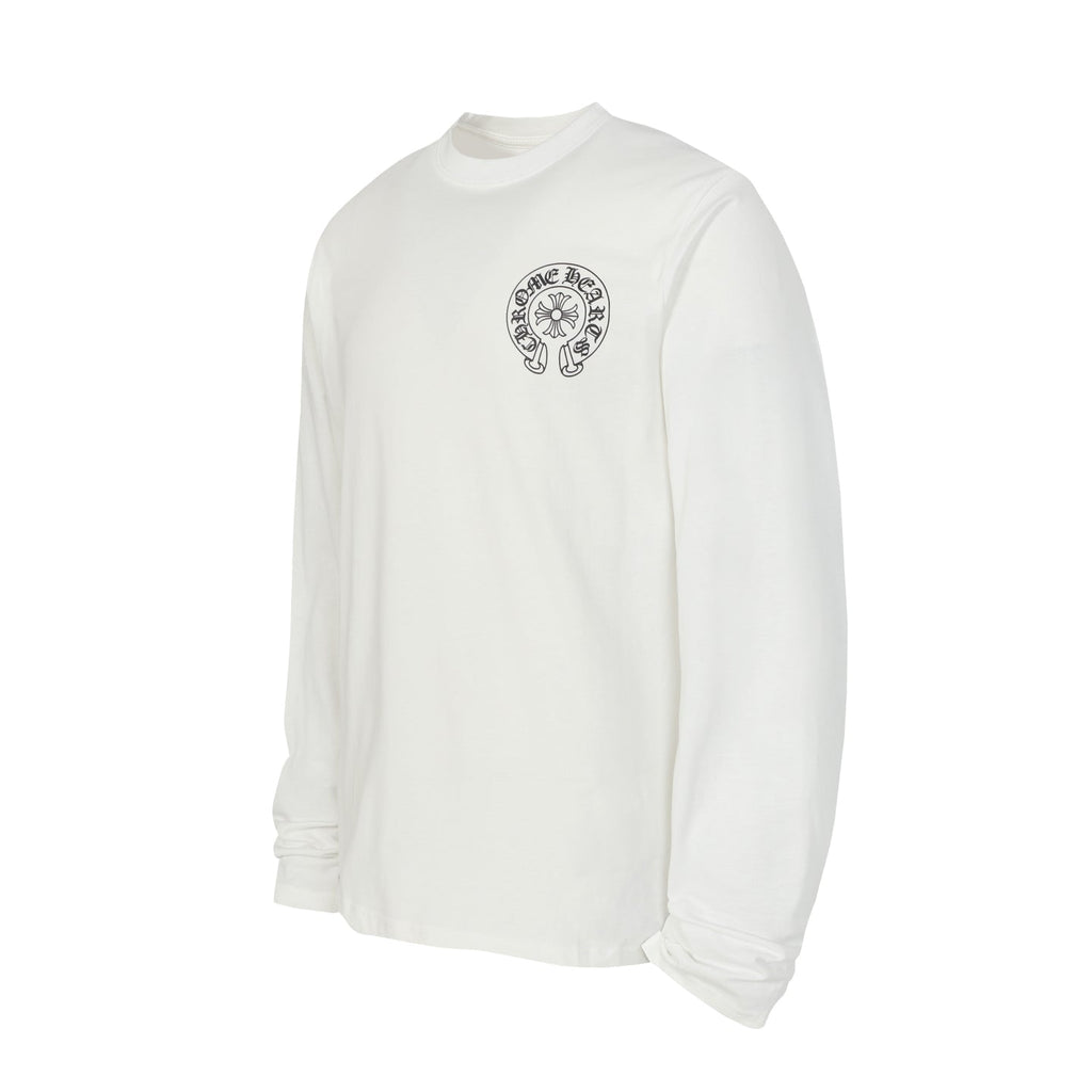 Chrome Hearts Logo Flag Long Sleeve Tee   Black White Gothic Street T-Shirt K2126