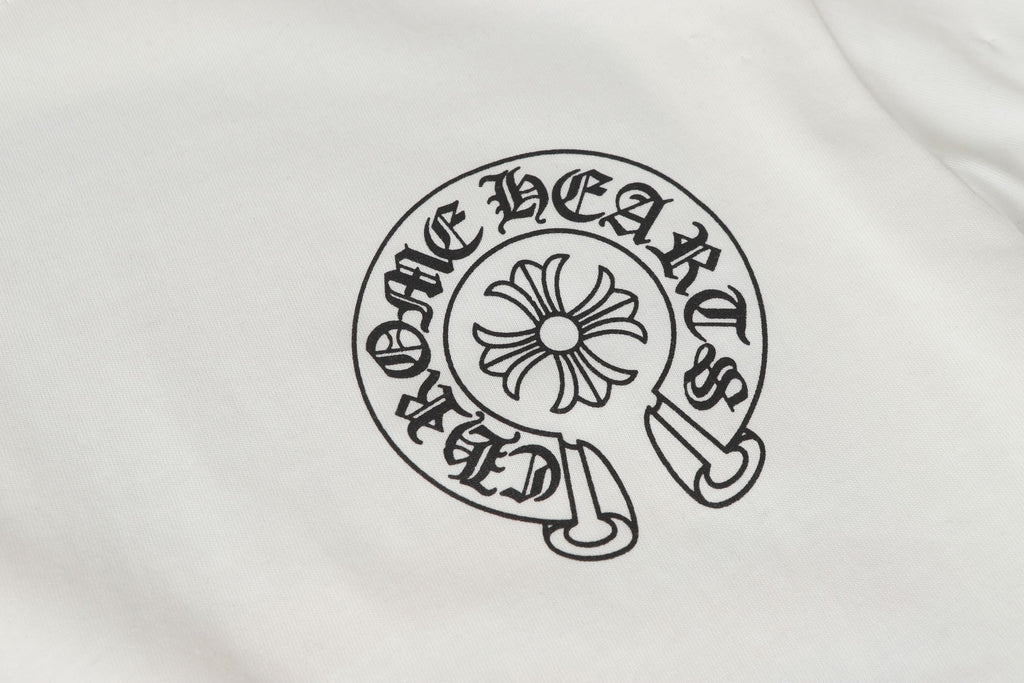 Chrome Hearts Logo Flag Long Sleeve Tee   Black White Gothic Street T-Shirt K2126