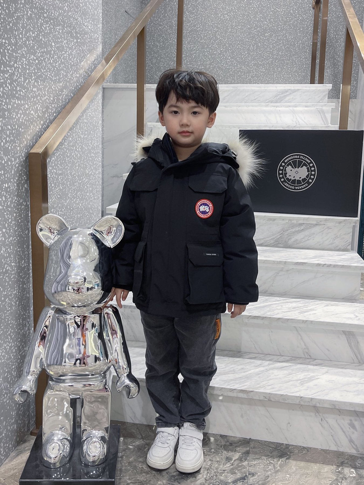 Canada Goose Kids' Fur-Trim Hooded Down Jacket — front
