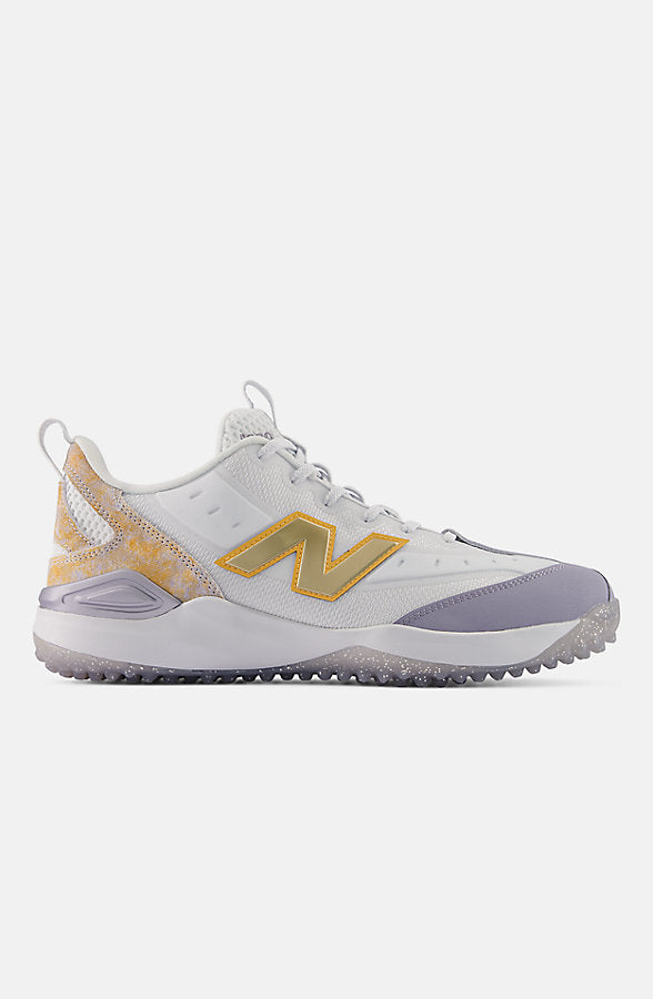 New Balance Men's 3000v8 Energy Turf Athletic Shoes - White/Fresh Air And Gold Metallic