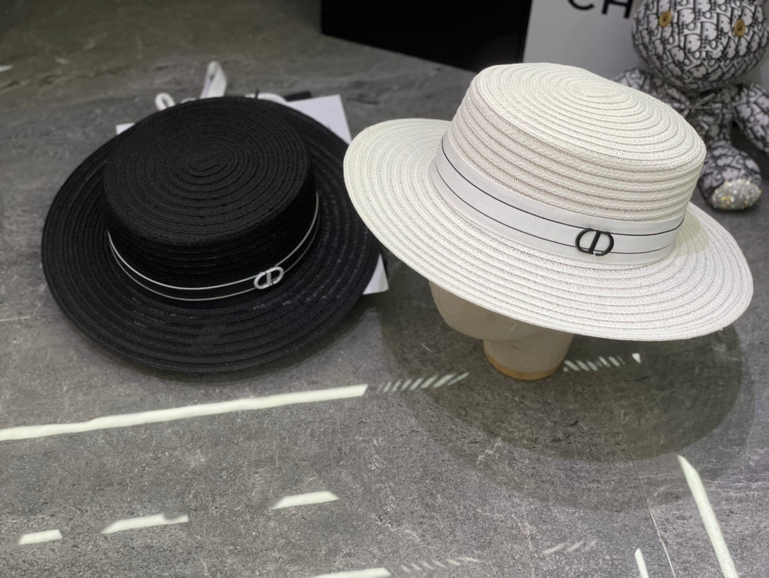 Dior Linen Flat Cap - White / Black
