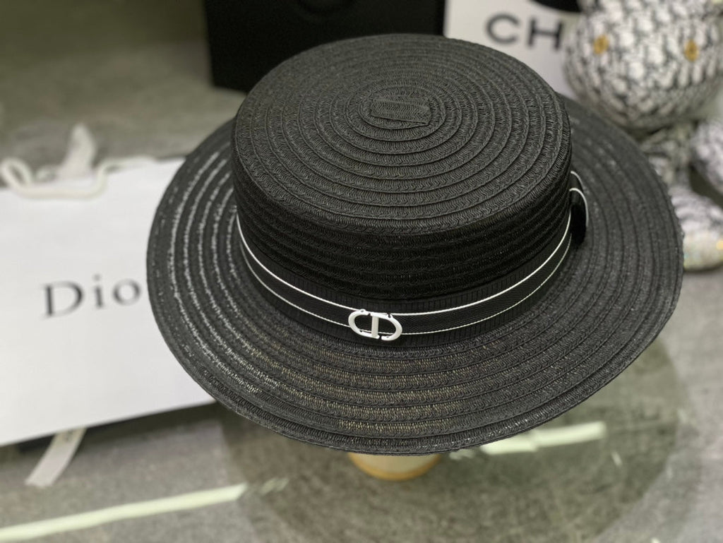 Dior Linen Flat Cap - White / Black