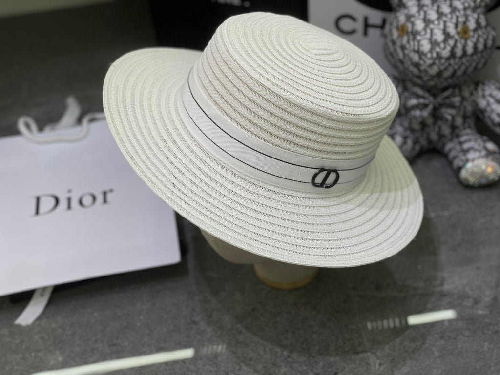 Dior Linen Flat Cap - White / Black