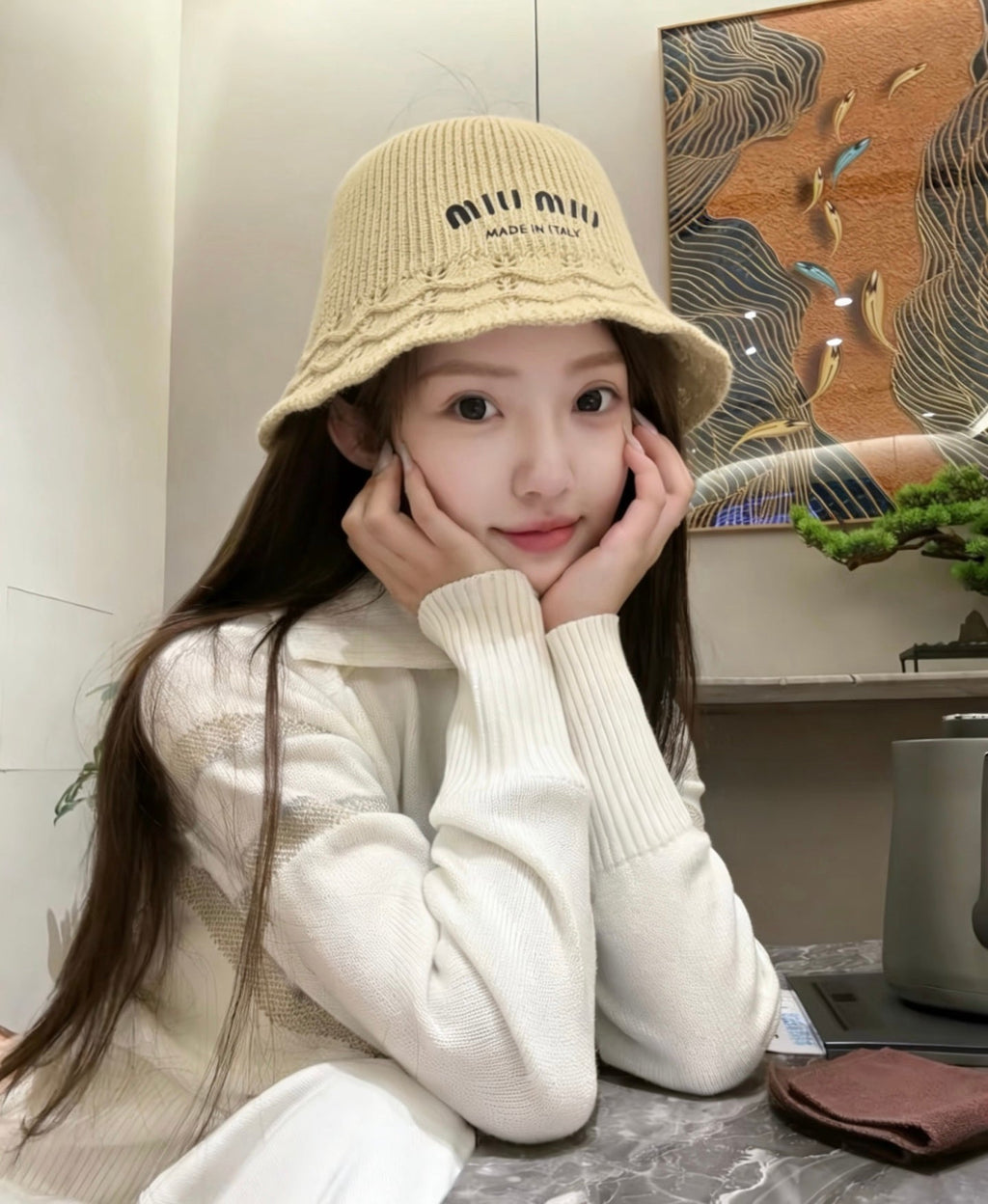Miu Miu Knitted Bucket Hat