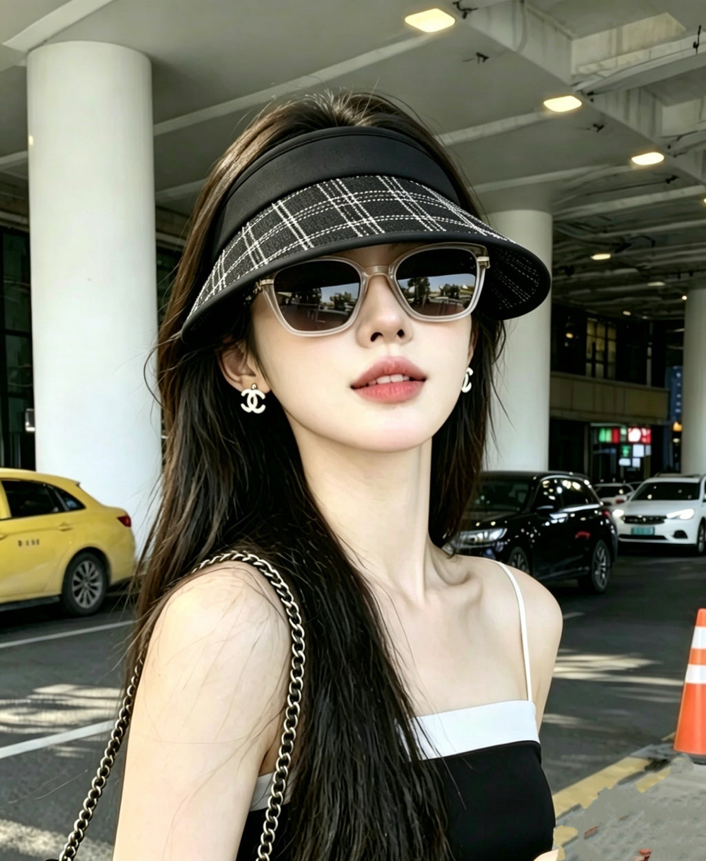 Chanel-Inspired Checkered Sun Visor