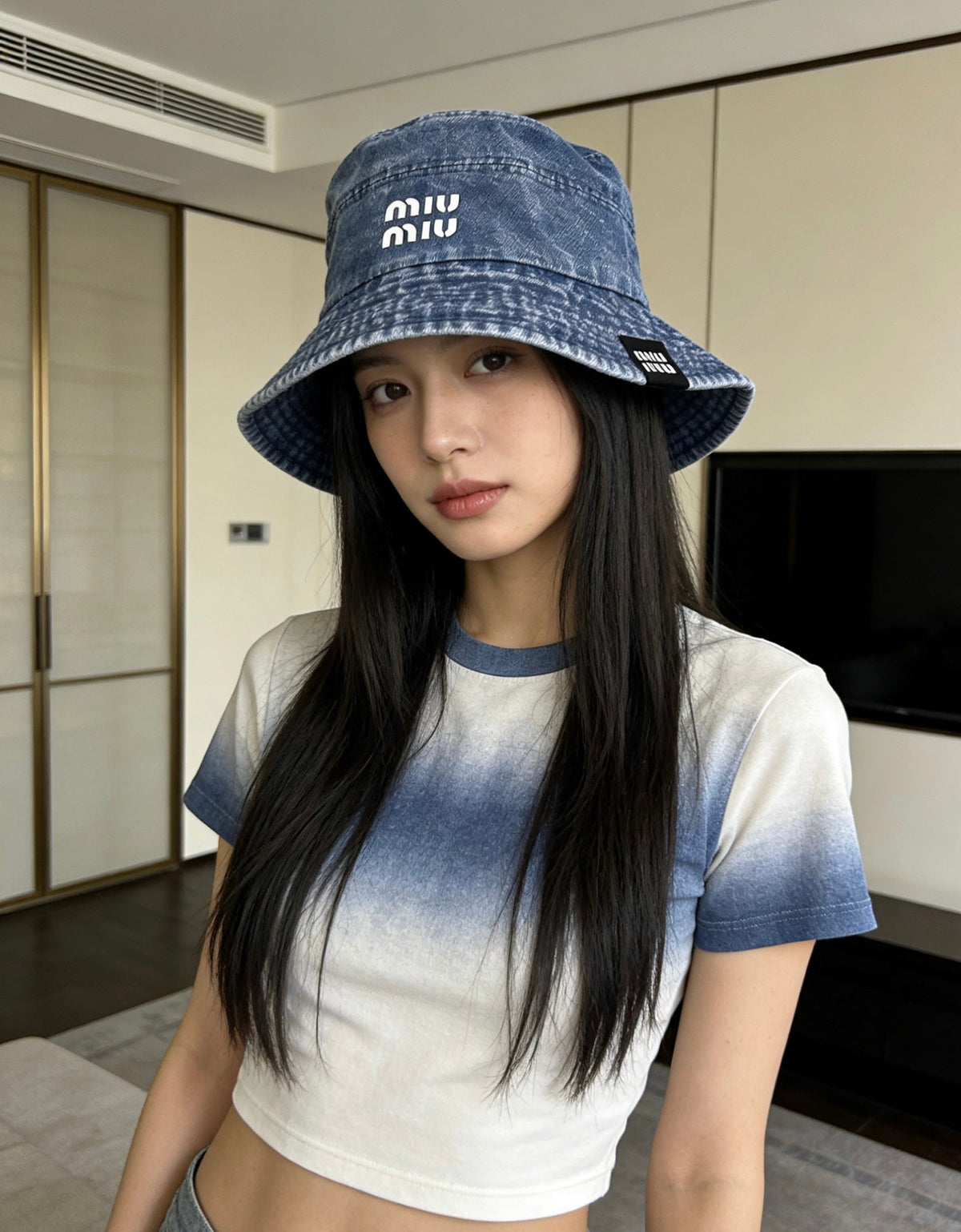 Miu Miu Washed Denim Bucket Hat