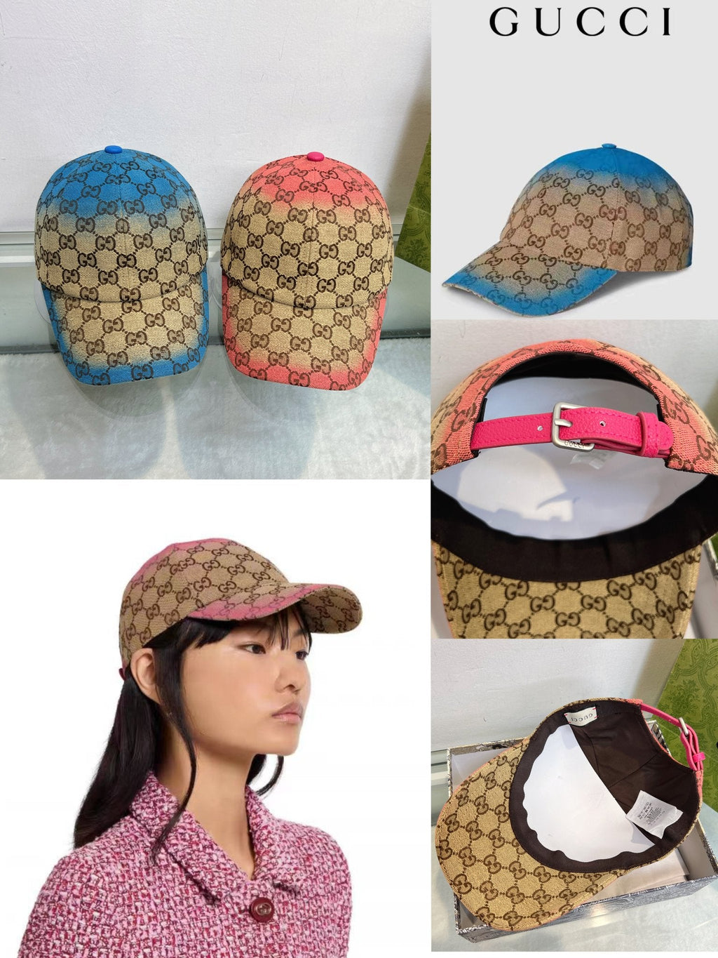 Gucci Baseball Cap - Blue / Pink