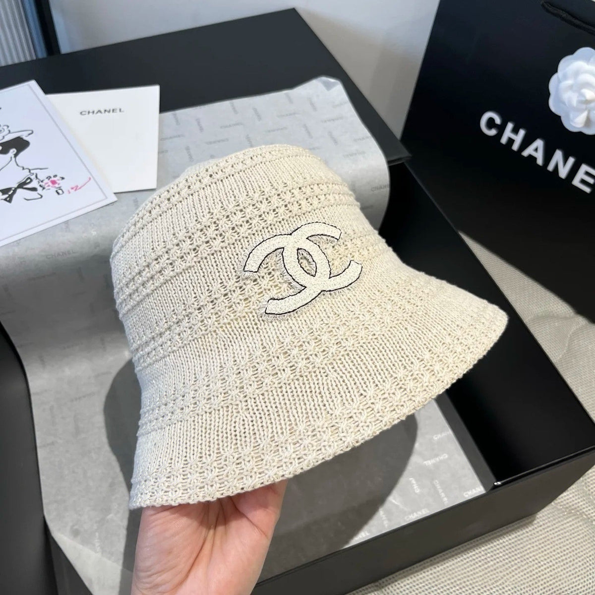 Chanel-Inspired Knit Bucket Hat