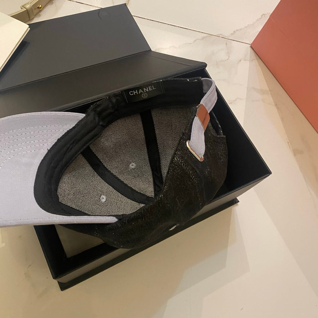 Chanel Color-Block Denim Baseball Cap