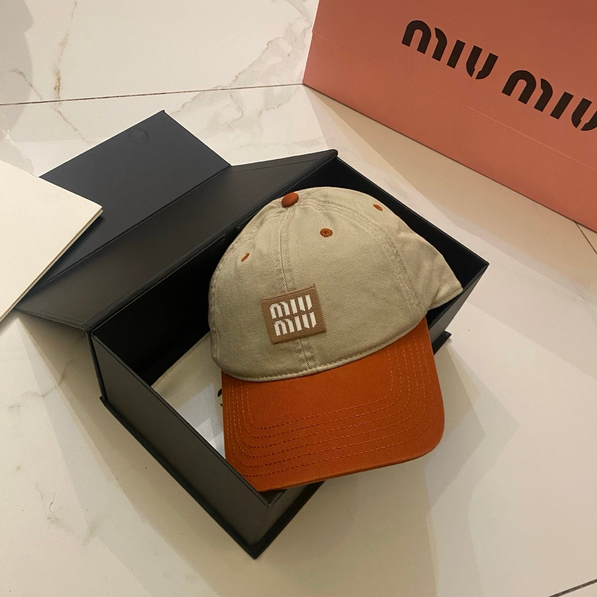 Miu Miu Color-Block Logo Baseball Cap