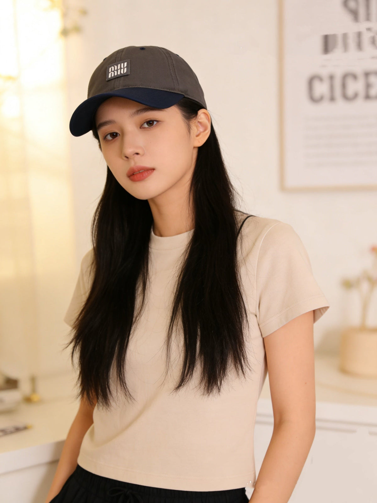 Miu Miu Color-Block Logo Baseball Cap
