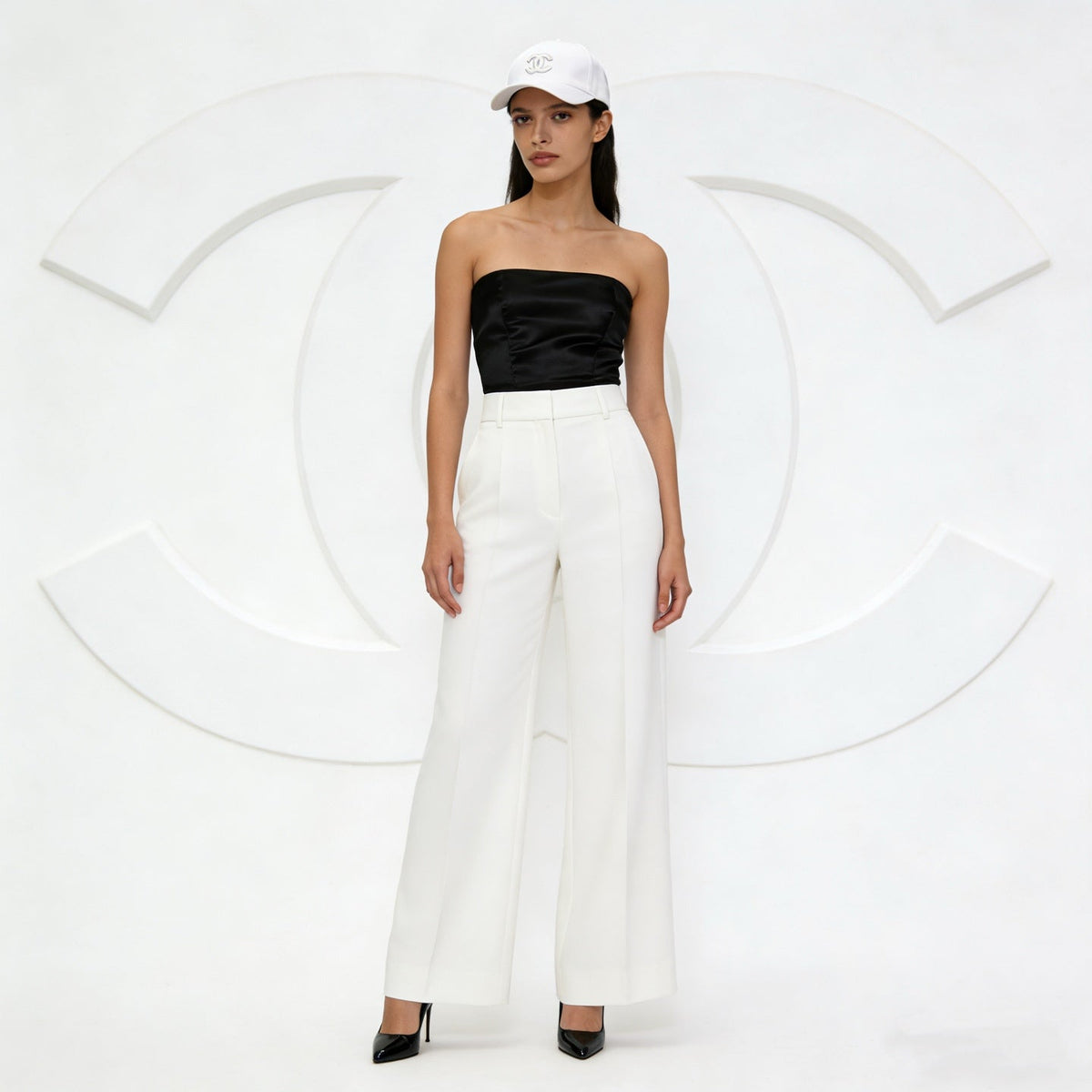 Chanel Baseball Cap - White / Black