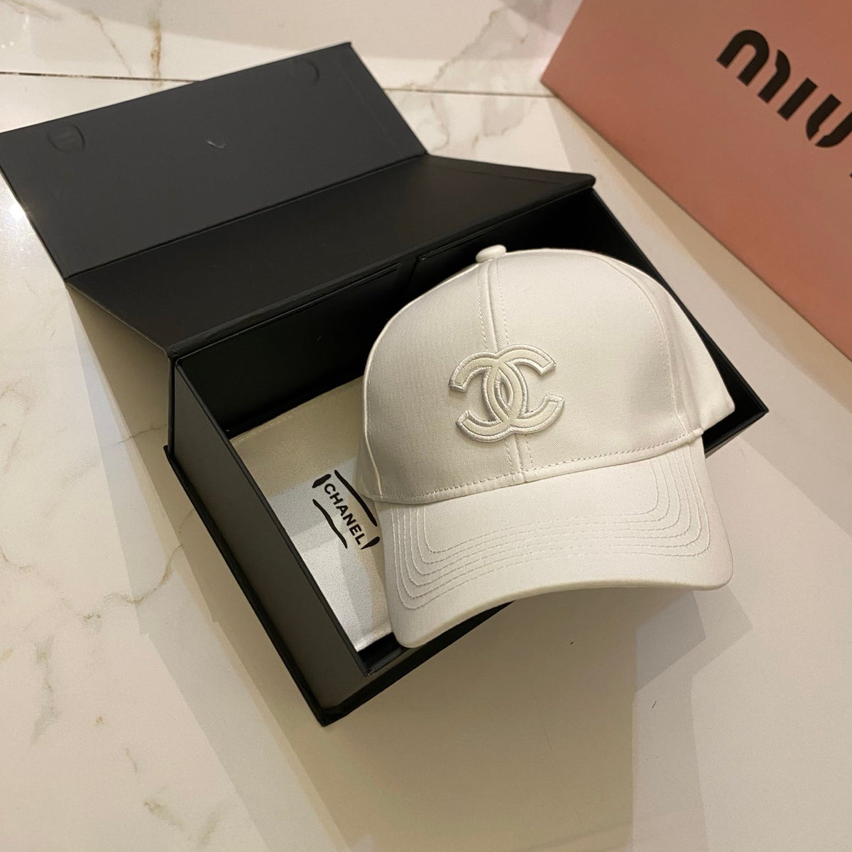 Chanel Baseball Cap - White / Black
