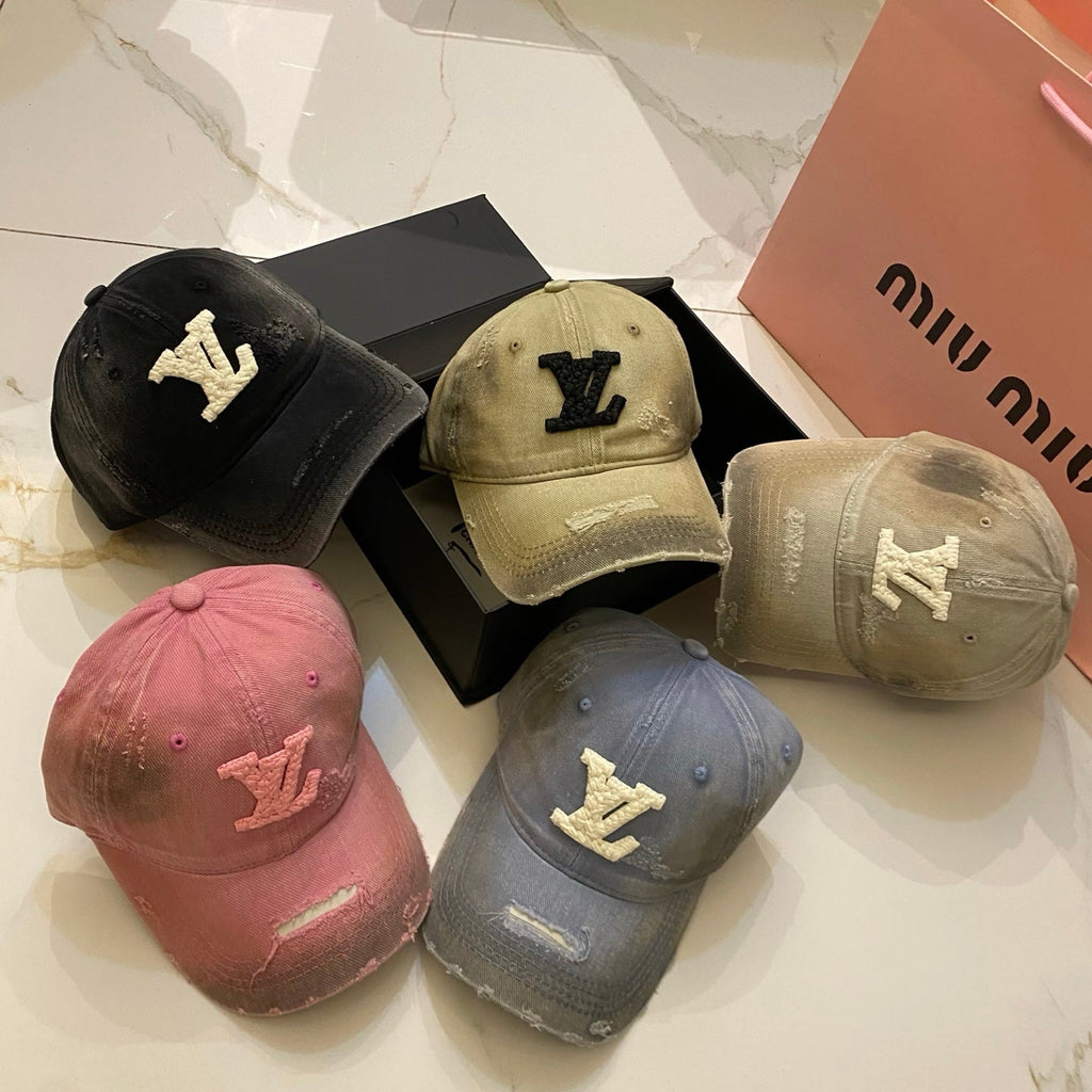 Louis Vuitton Baseball Cap With Distressed Craft And Woven Logo