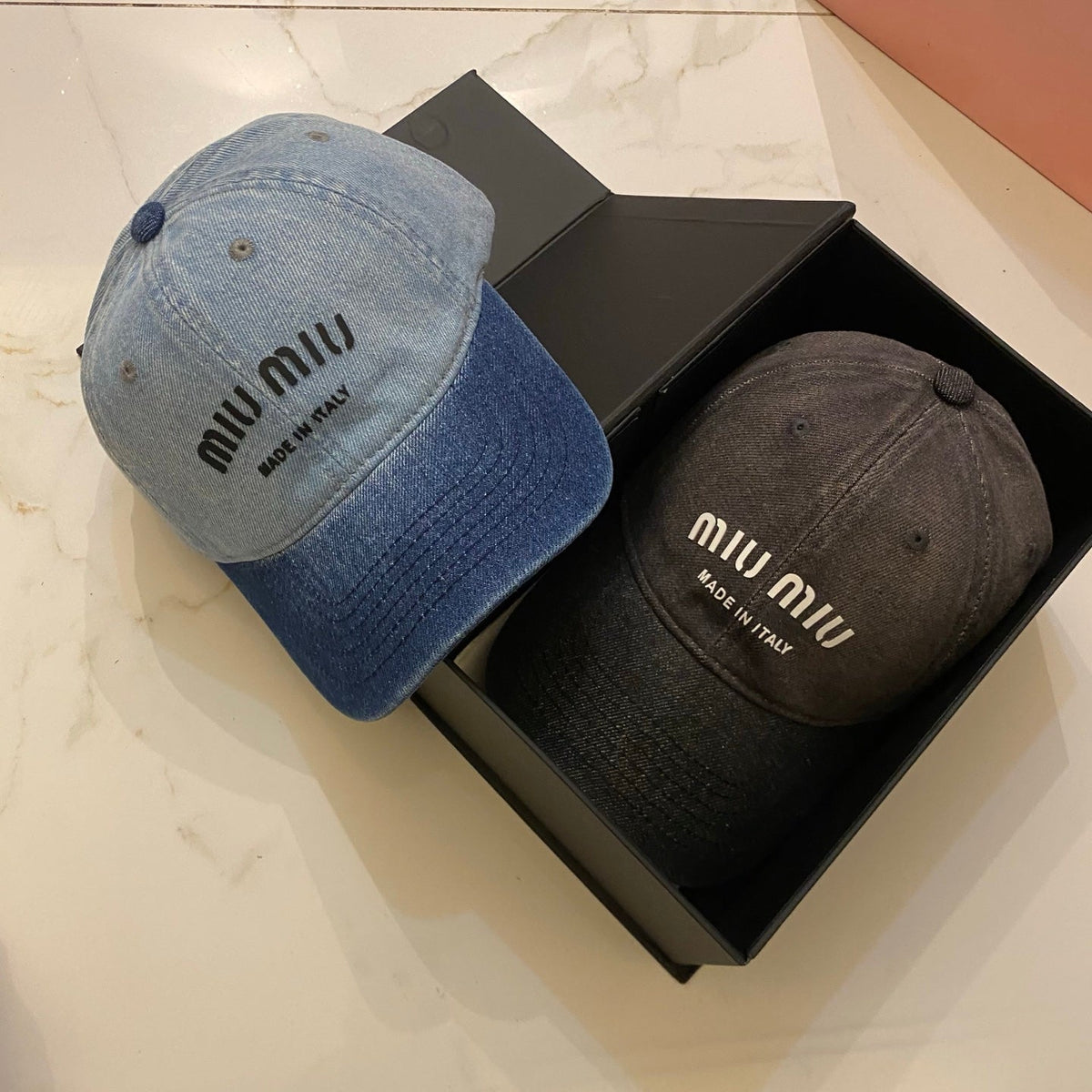 Miu Miu Distressed Washed Baseball Cap - Blue / Brown