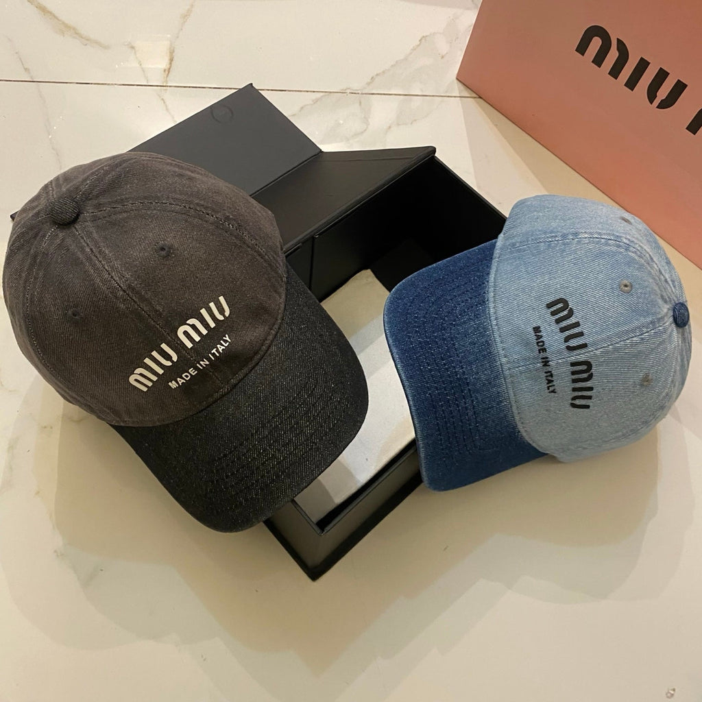 Miu Miu Distressed Washed Baseball Cap - Blue / Brown
