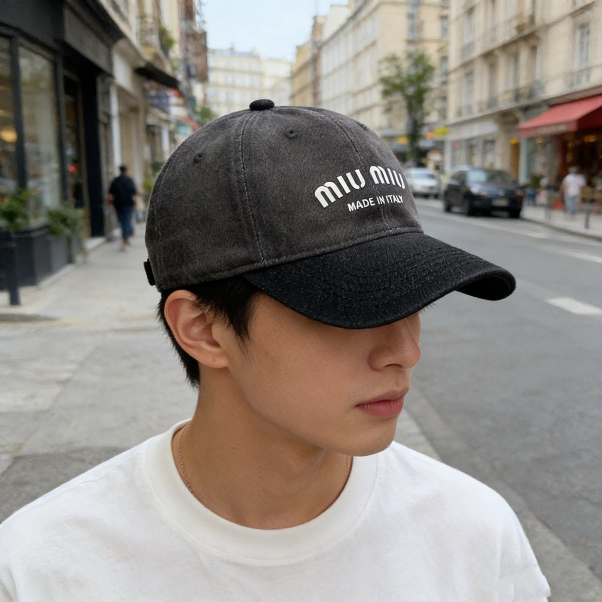 Miu Miu Distressed Washed Baseball Cap - Blue / Brown