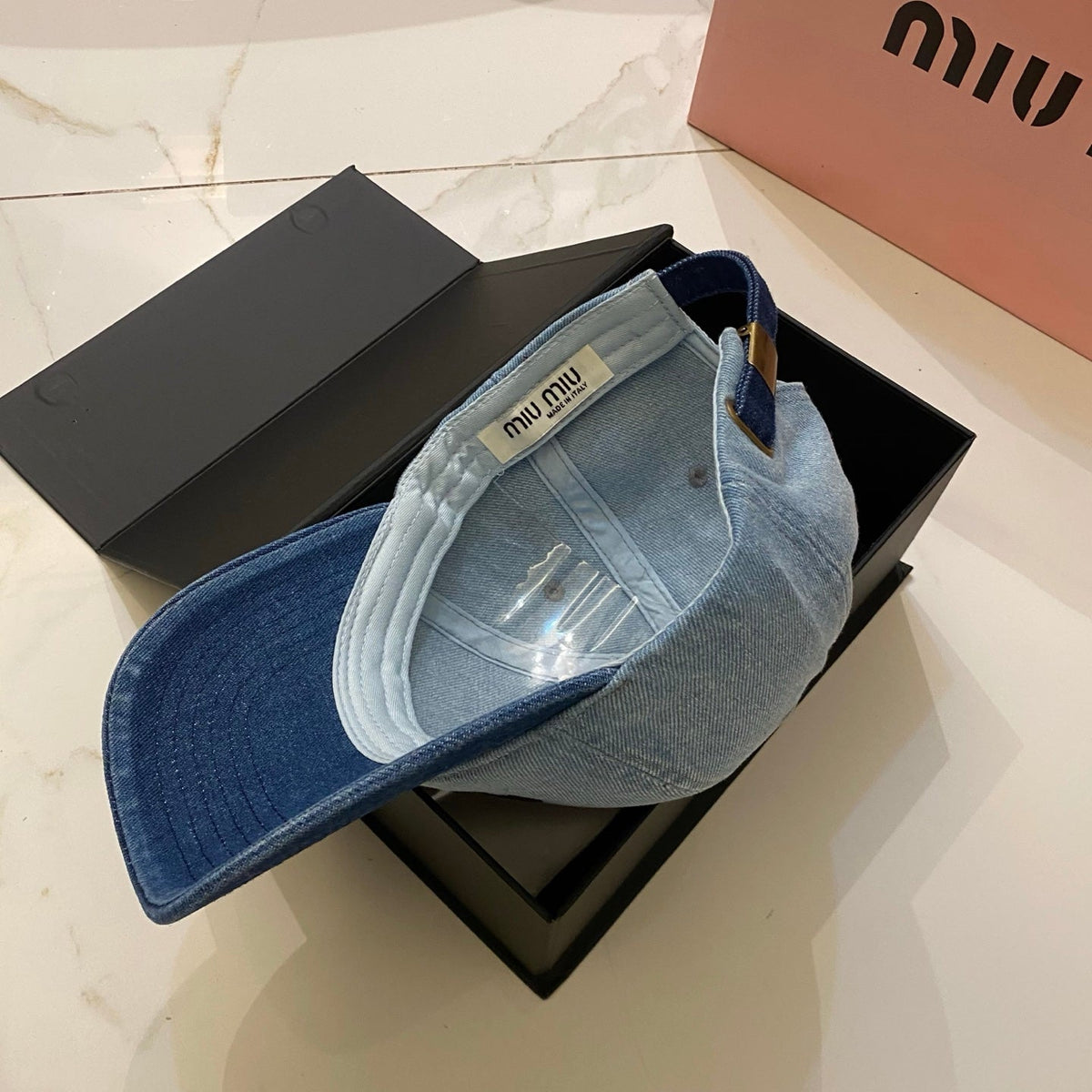 Miu Miu Distressed Washed Baseball Cap - Blue / Brown