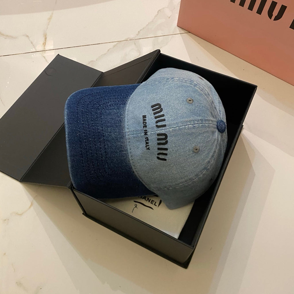 Miu Miu Distressed Washed Baseball Cap - Blue / Brown