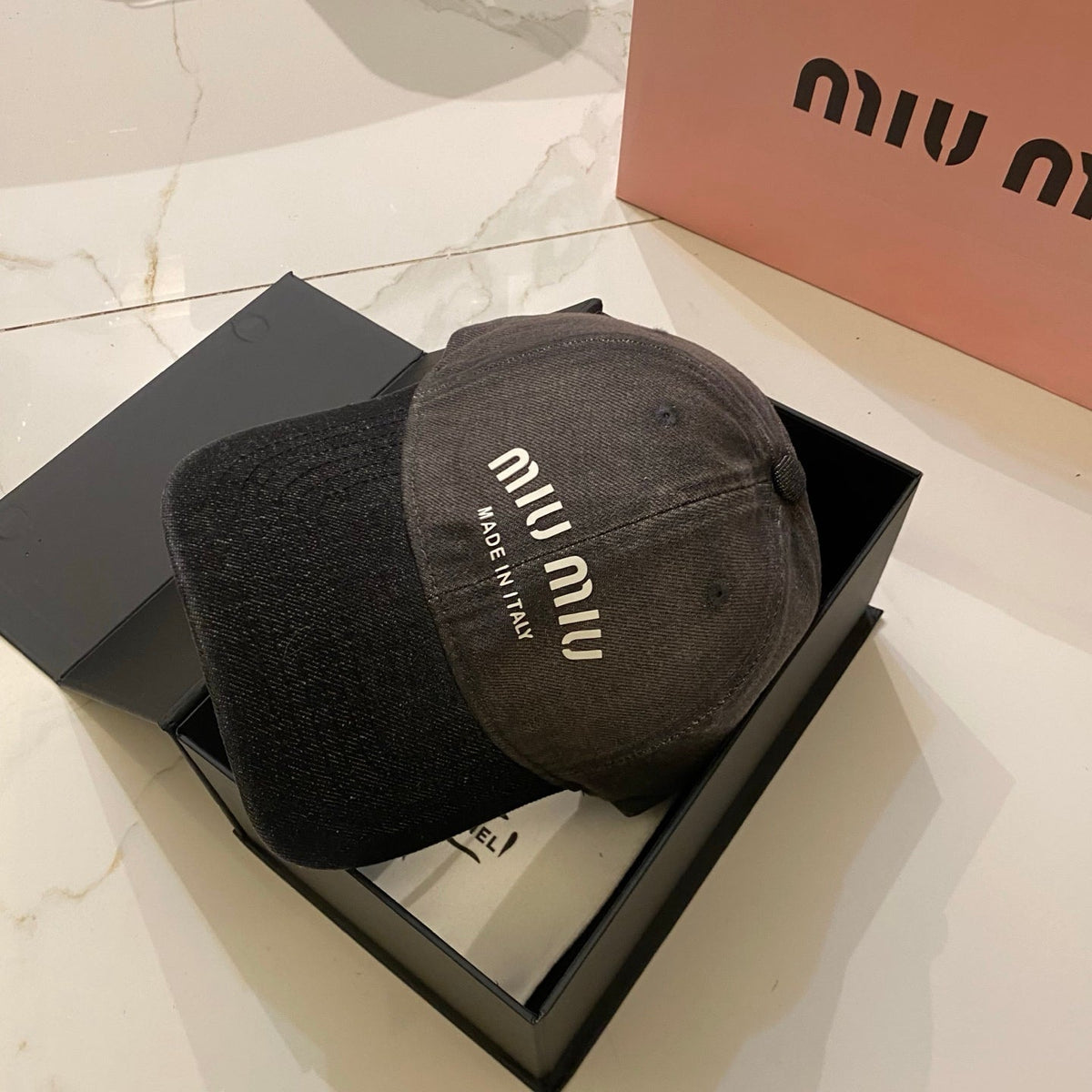 Miu Miu Distressed Washed Baseball Cap - Blue / Brown