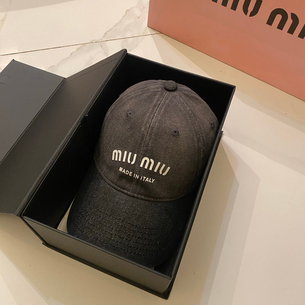 Miu Miu Distressed Washed Baseball Cap - Blue / Brown