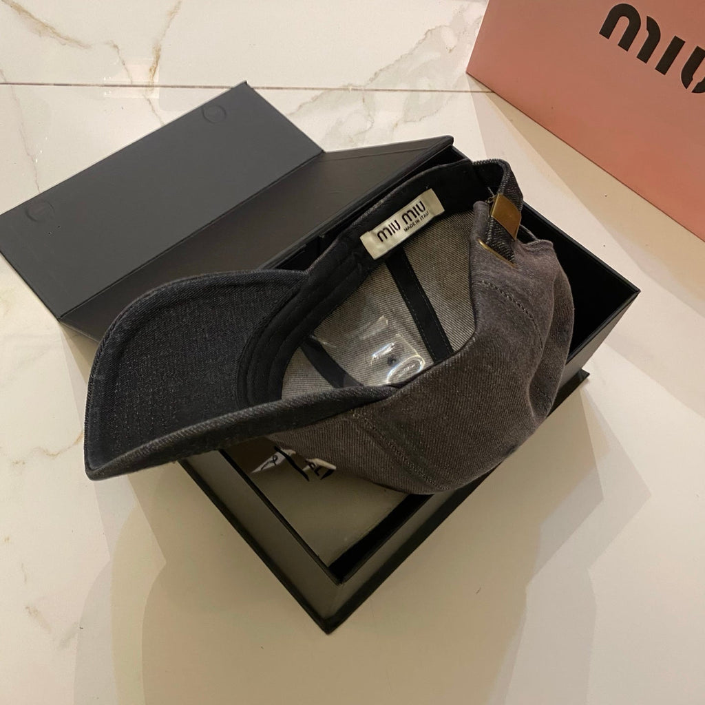 Miu Miu Distressed Washed Baseball Cap - Blue / Brown