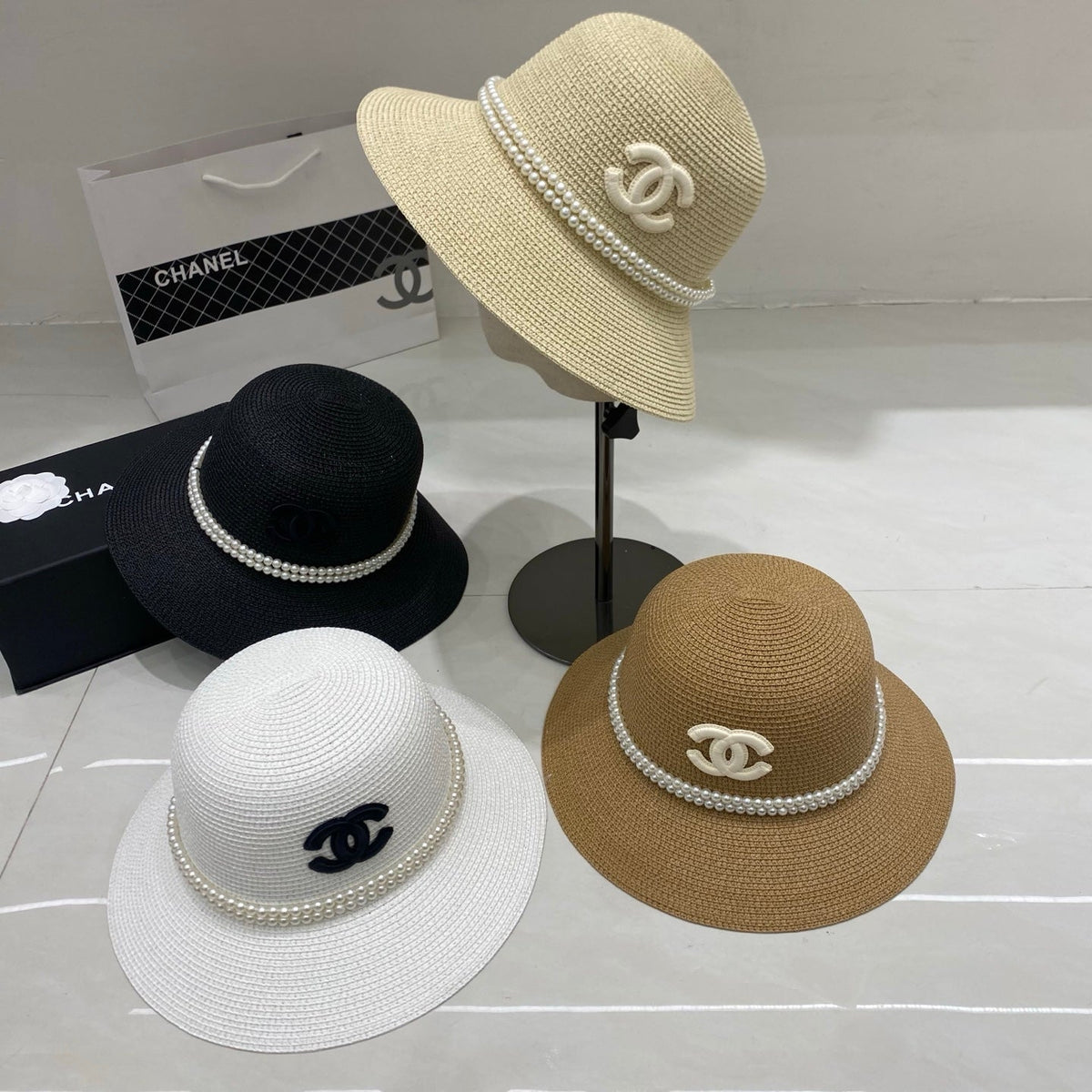 Chanel Straw Hat/bucket Hat