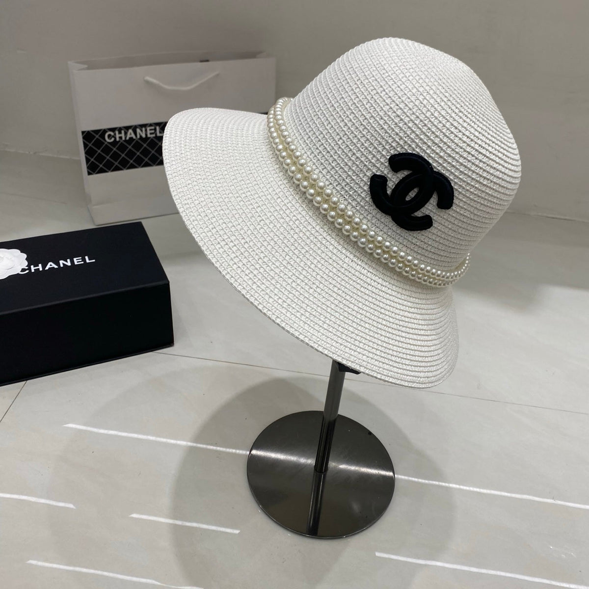 Chanel Straw Hat/bucket Hat
