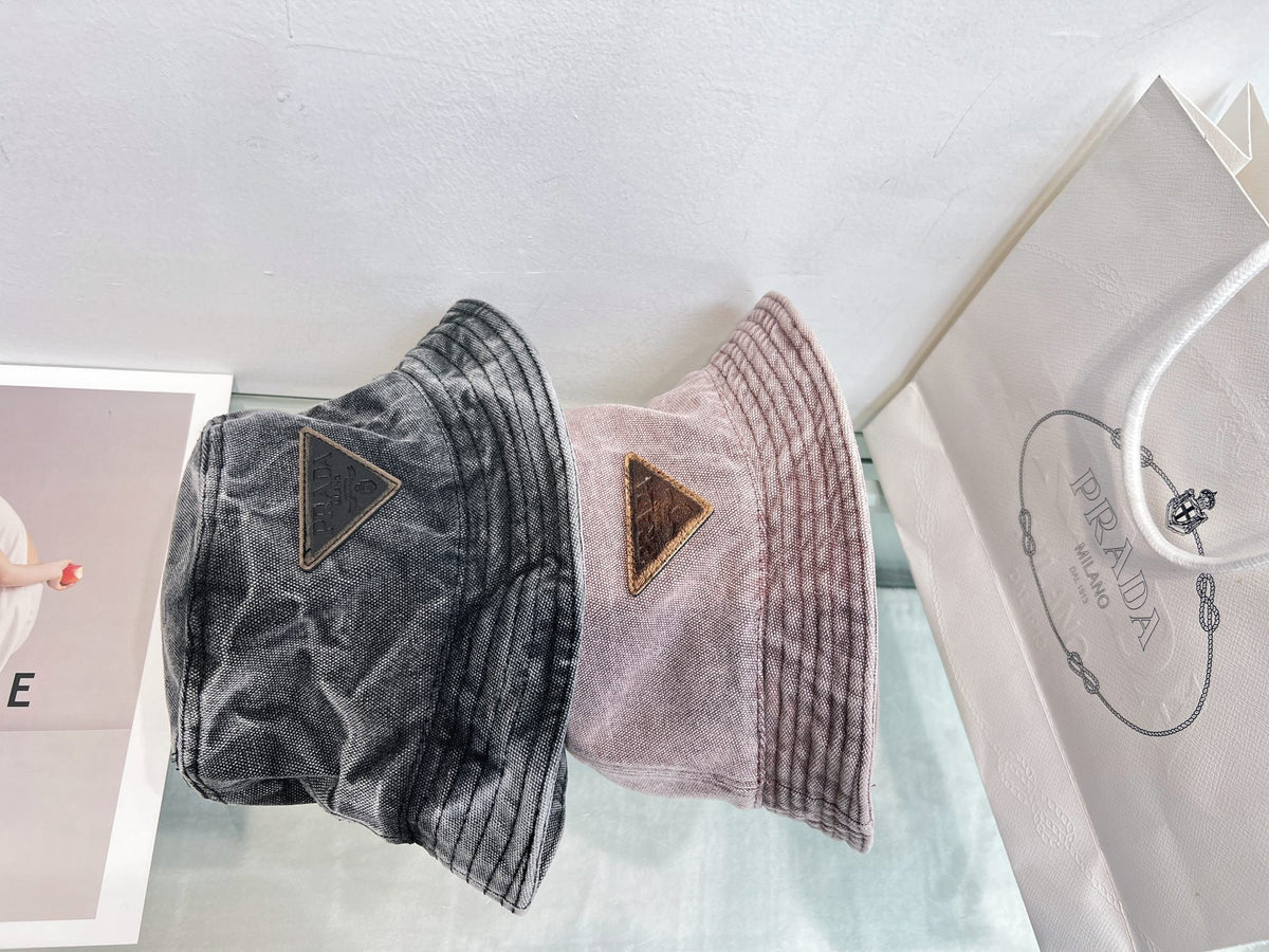 Prada Bucket Hat - Gray / Pink