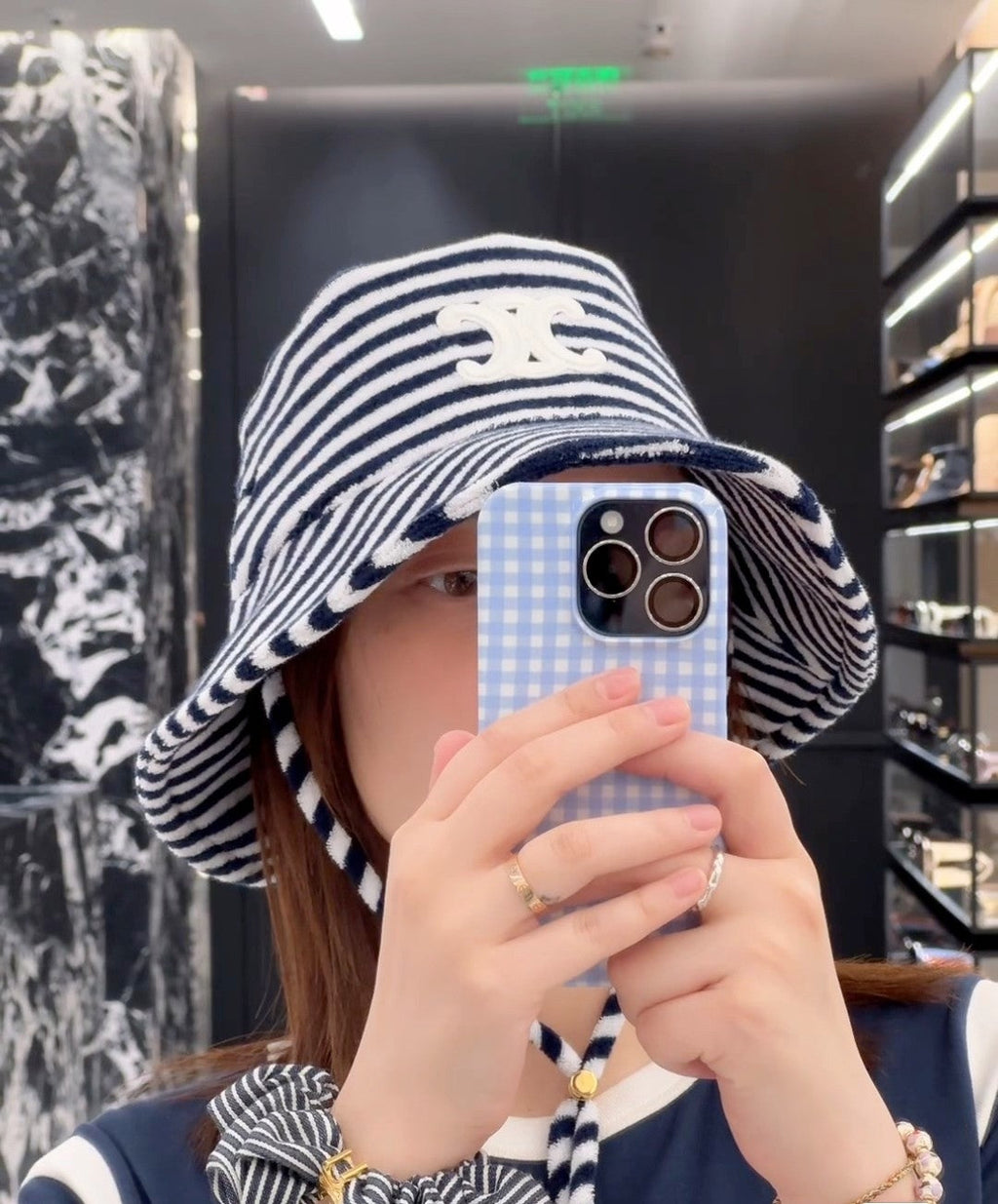 Celine Bucket Hat - Black / Blue