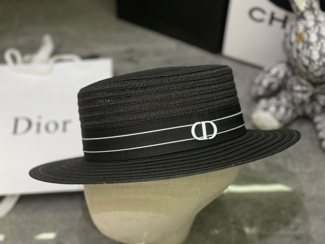 Dior Linen Flat Cap - Black / White