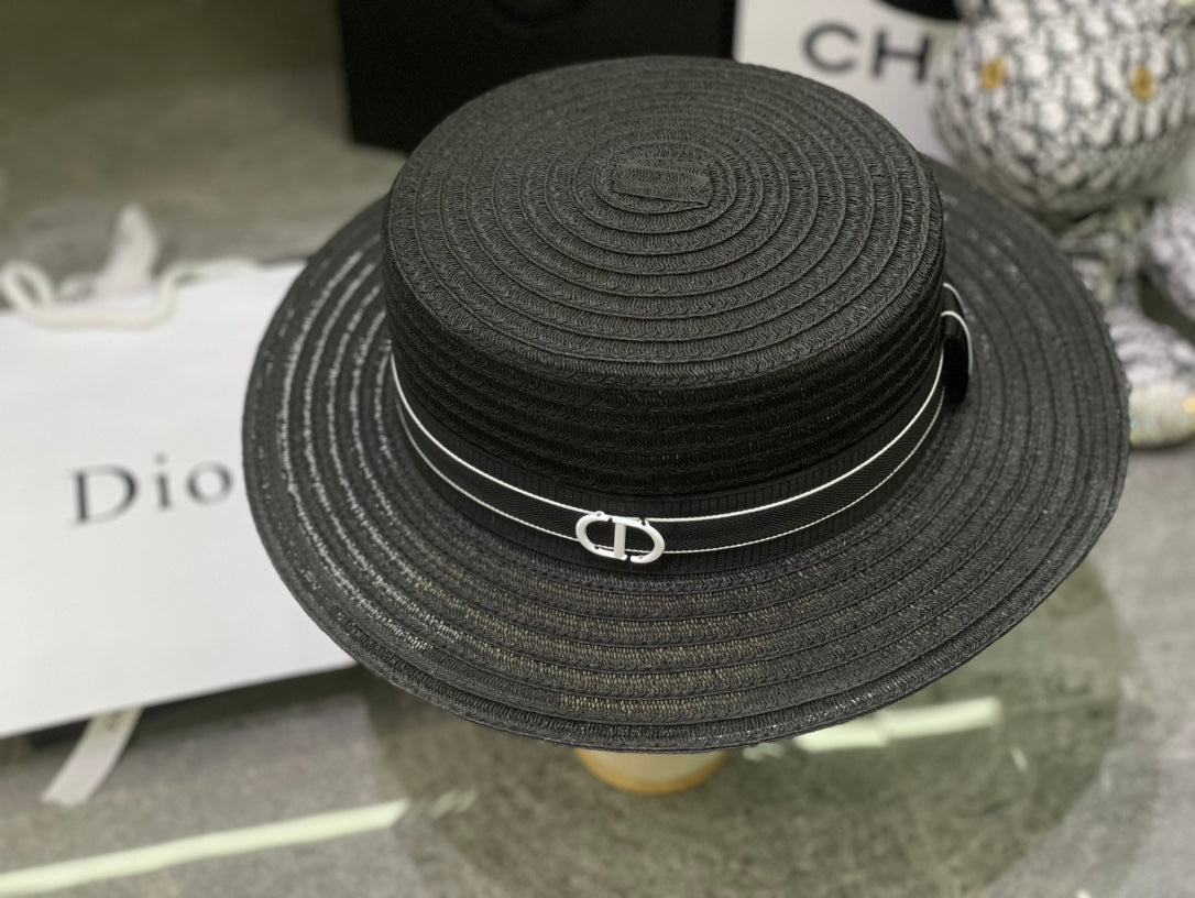Dior Linen Flat Cap - Black / White