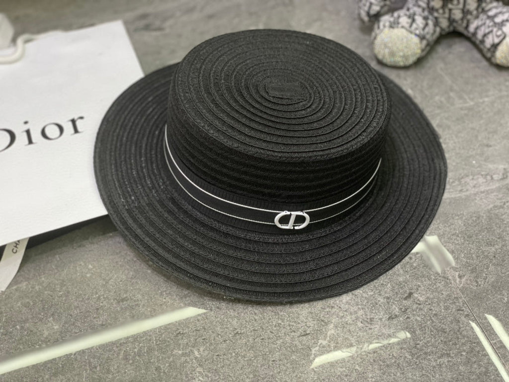 Dior Linen Flat Cap - Black / White