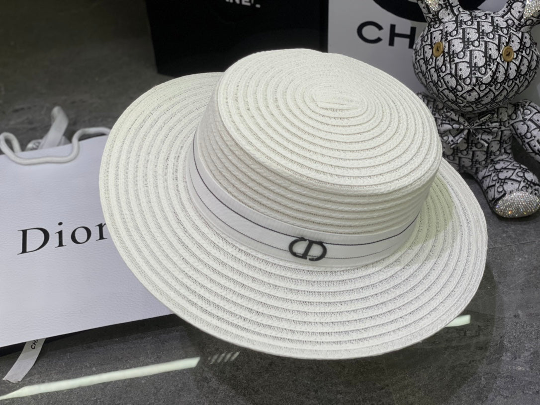 Dior Linen Flat Cap - Black / White