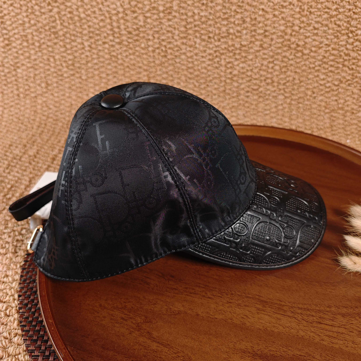 Dior Oblique Leather Brim Baseball Cap