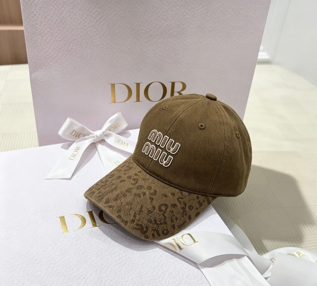 Miu Miu Leopard Brim Baseball Cap