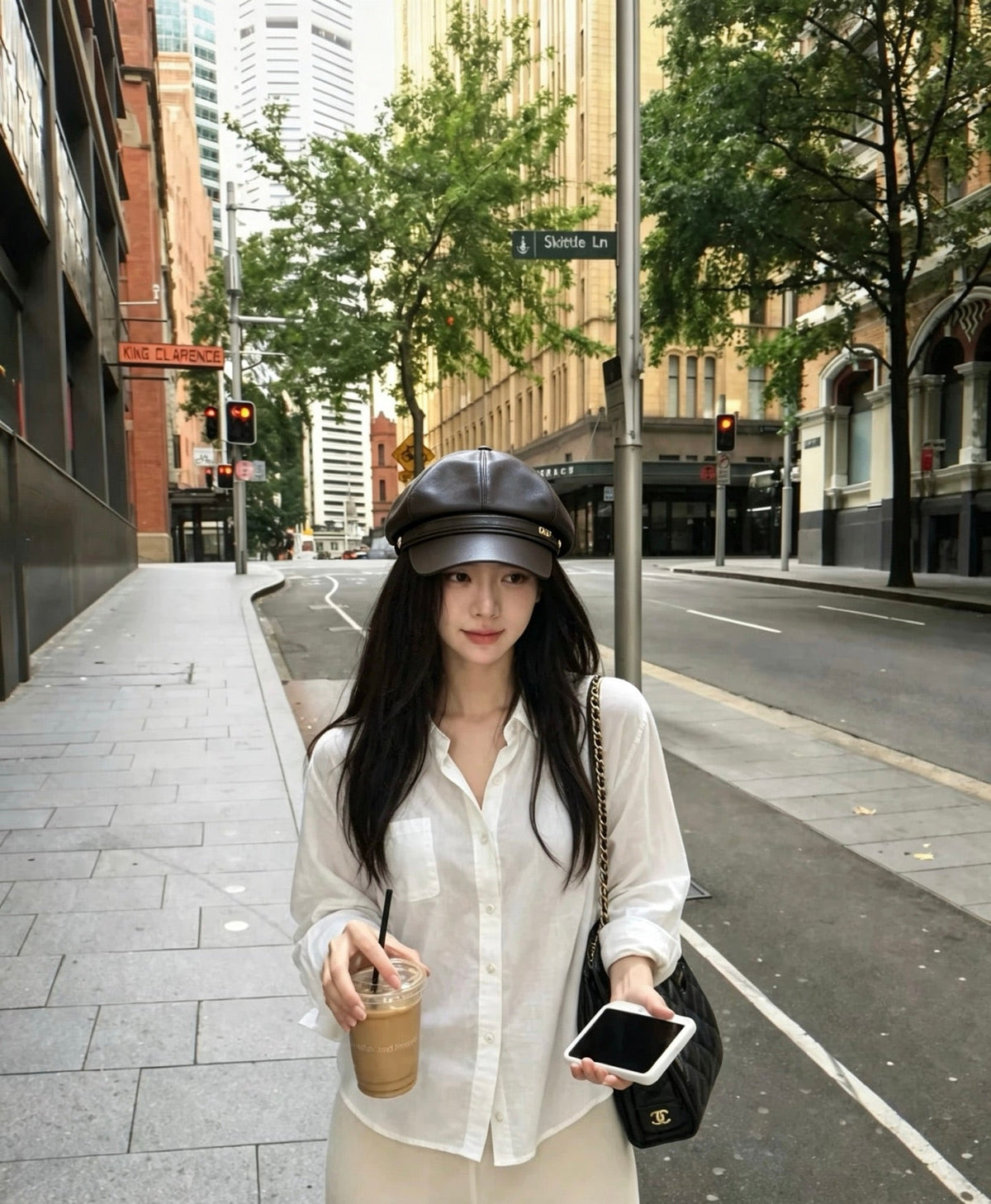 Dior Leather Newsboy Cap