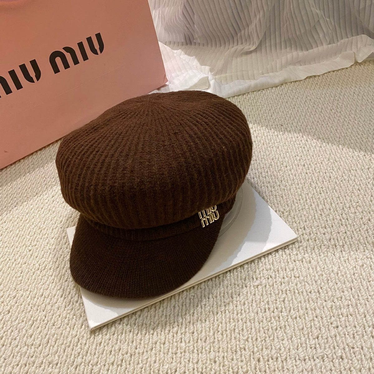 Miu Miu Knit Newsboy Cap