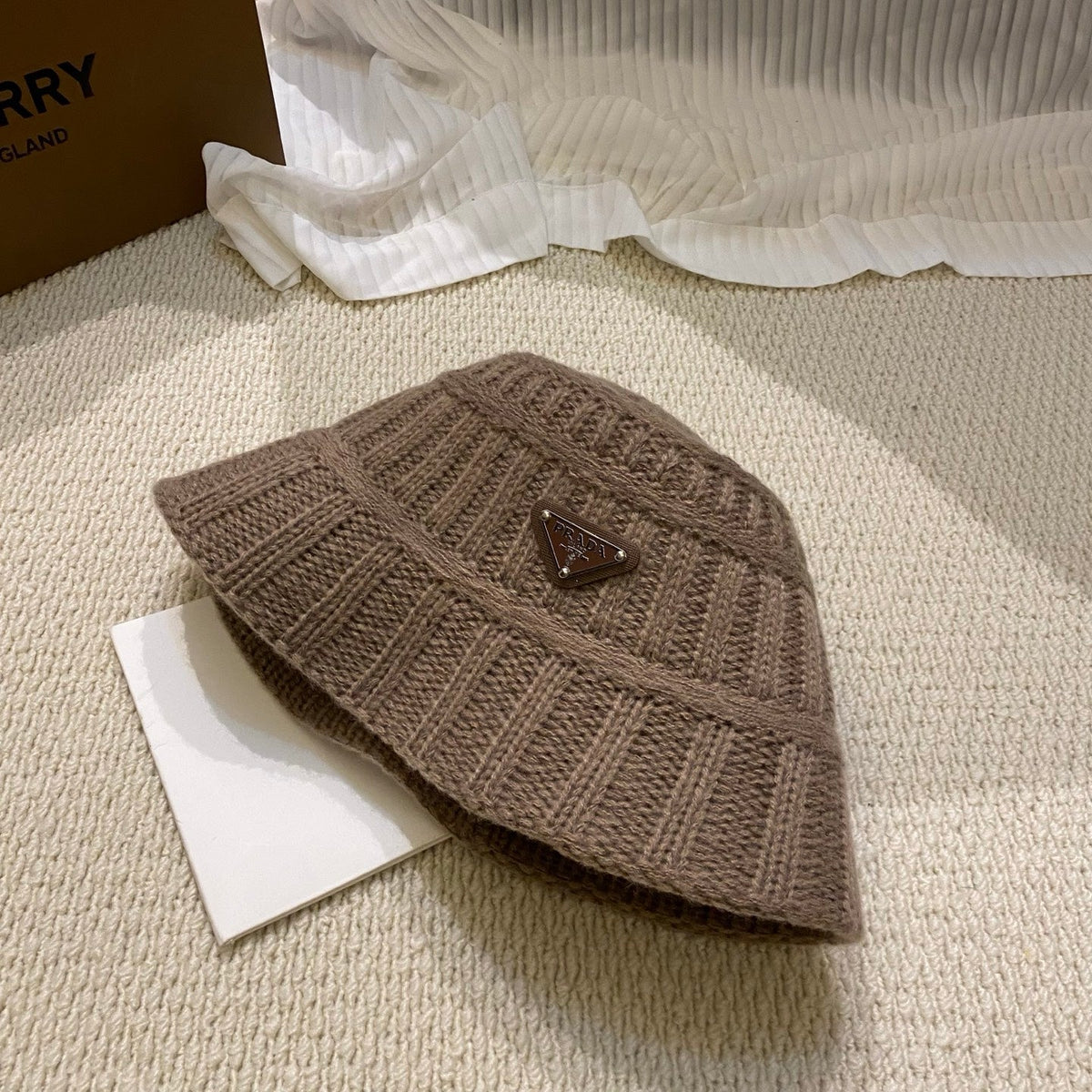 Prada Ribbed Knit Bucket Hat