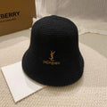 Saint Laurent Gold Logo Knitted Bucket Hat