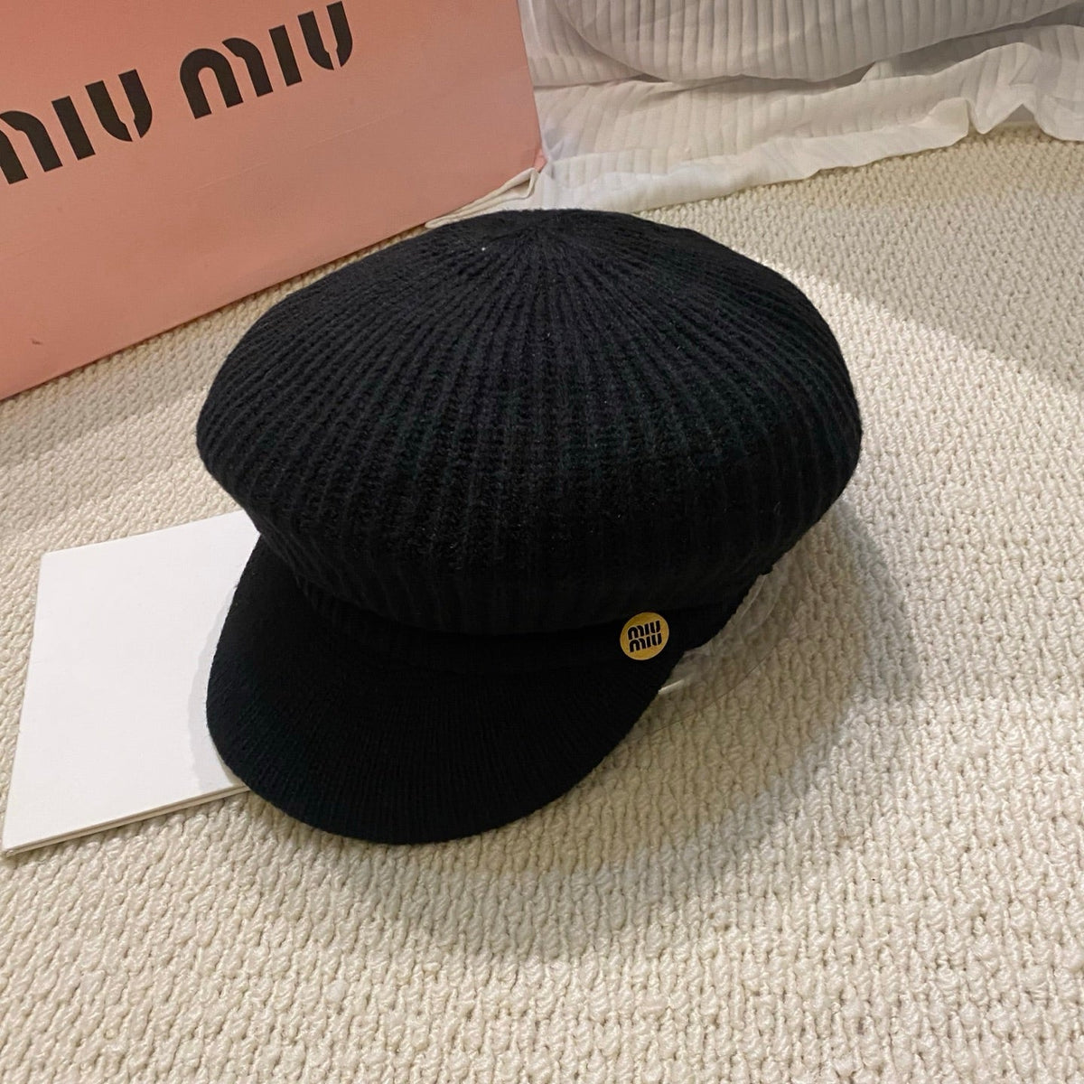 Miu Miu Knitted Baker Boy Cap